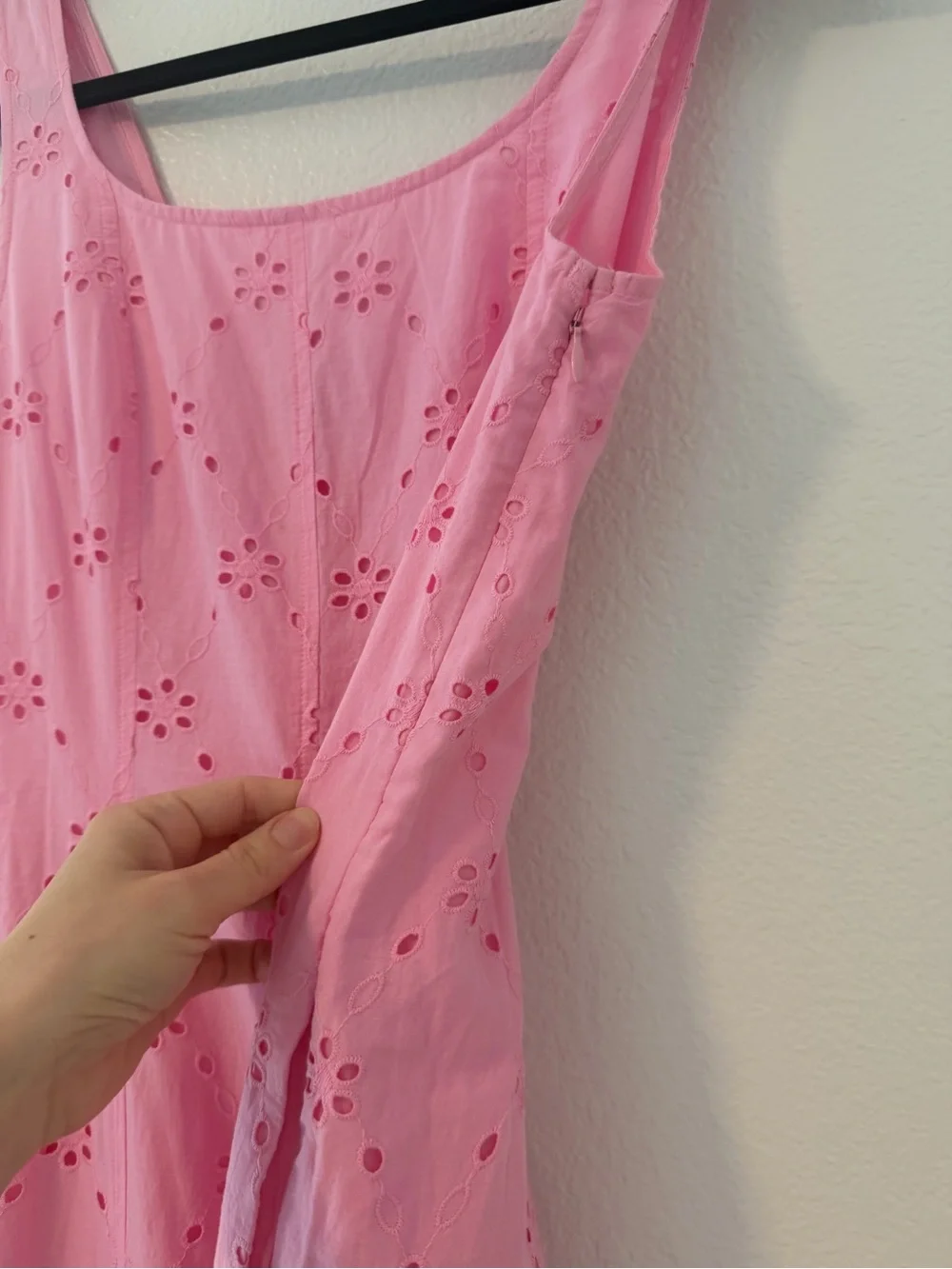 NWT J. Crew Eyelet Embroidered Pink Cotton Midi Dress Size 2